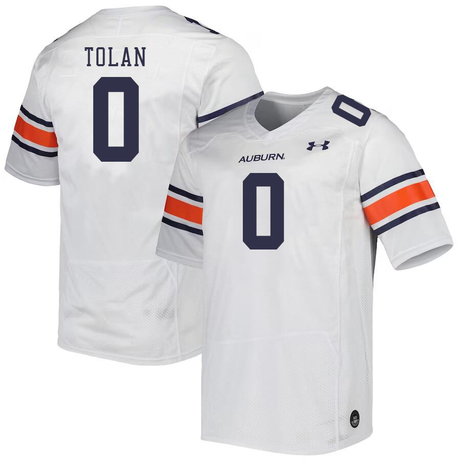 Men #0 DeMario Tolan Auburn Tigers College Football Jerseys Stitched-White